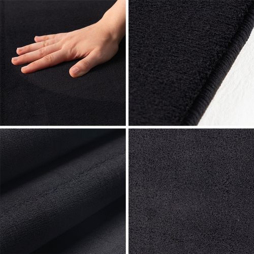 Tapis Lavable Rond En Microfibre Douce - Noir 120x120cm