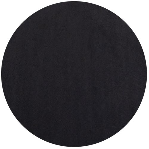 Tapis Lavable Rond En Microfibre Douce - Noir 120x120cm