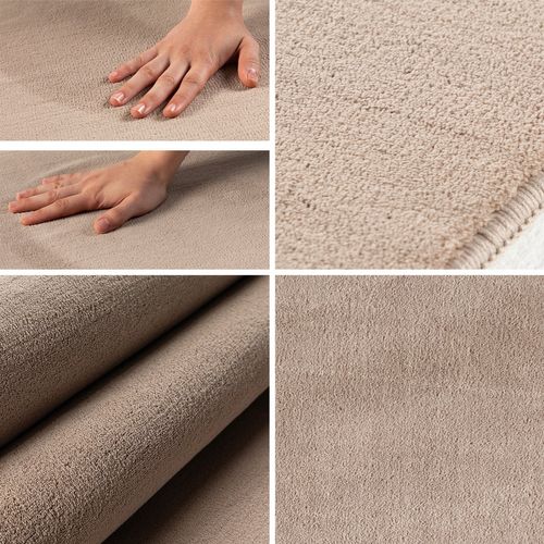 Tapis Lavable Rond En Microfibre Douce - Beige 200x200cm