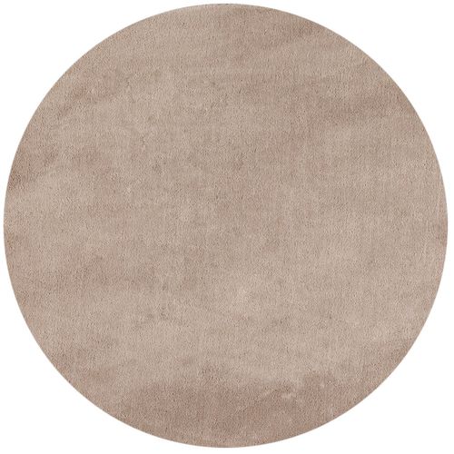 Tapis Lavable Rond En Microfibre Douce - Beige 160x160cm