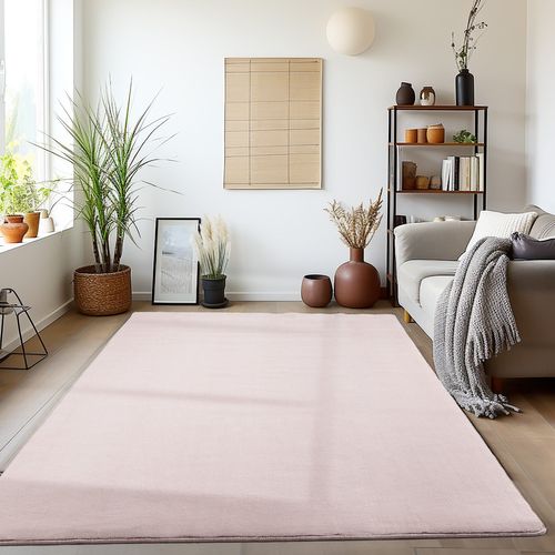 Tapis Lavable En Microfibre Douce - Rose Poudré 120x170cm