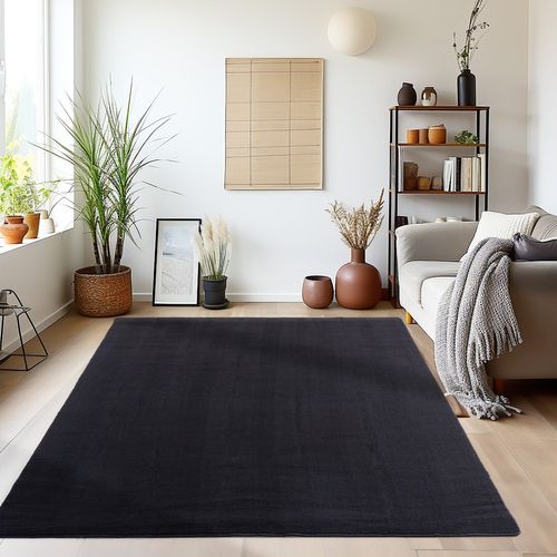 Tapis Lavable En Microfibre Douce - Noir 160x230cm
