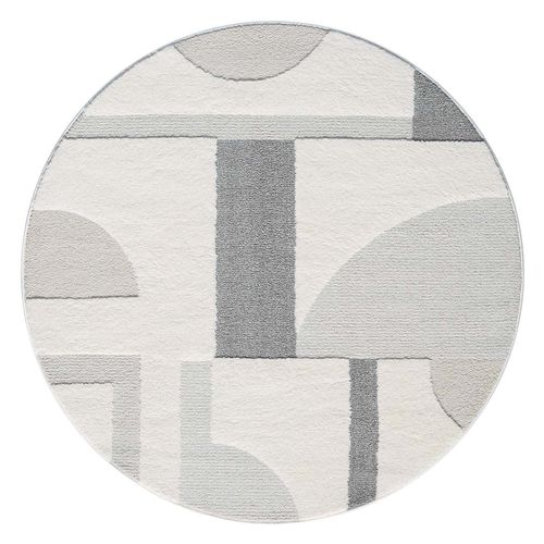 Tapis Japan Rond à Motifs 3d En Relief - Gris 200x200cm