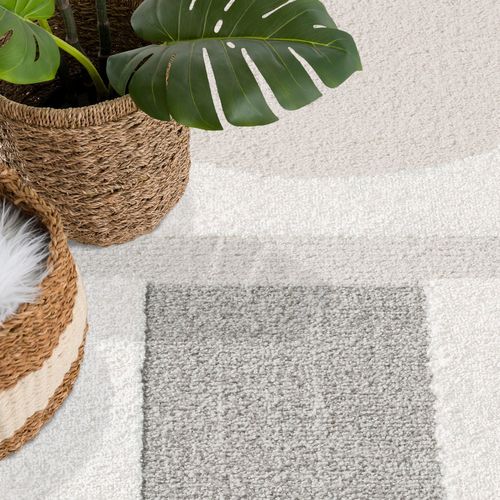 Tapis Japan Rond à Motifs 3d En Relief - Gris 160x160cm