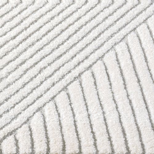 Tapis Emy Rond à Motifs Géométrique En Relief - Gris 120x120cm