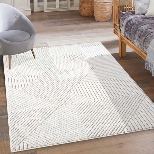 Tapis Emy à Motifs Géométrique En Relief - Gris 80x300cm