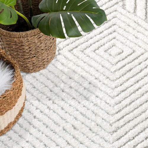 Tapis Emy à Motifs Géométrique En Relief - Gris 80x300cm