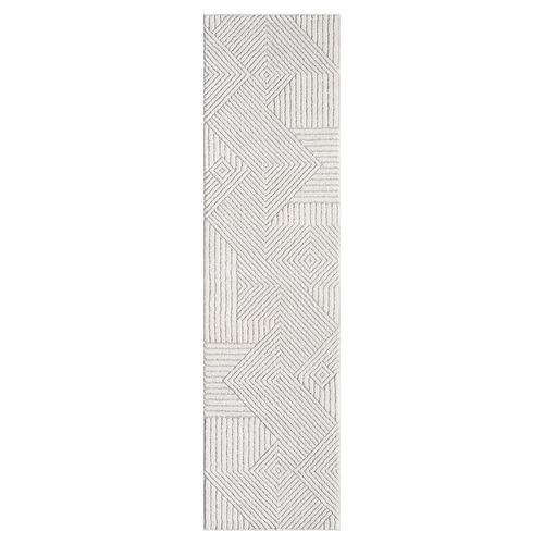Tapis Emy à Motifs Géométrique En Relief - Gris 80x300cm