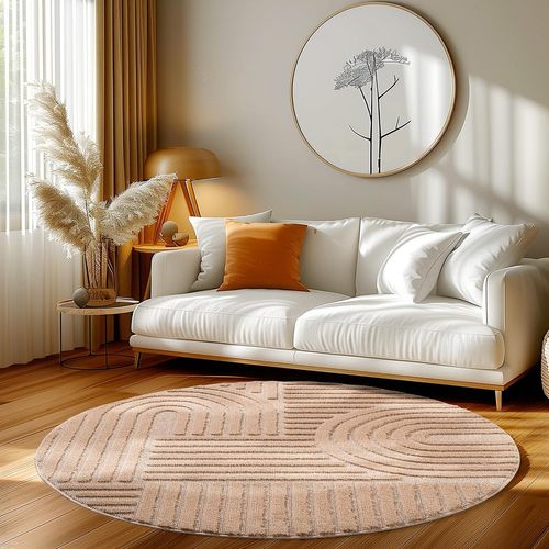 Tapis Rond à Relief Lena Rose 200x200cm