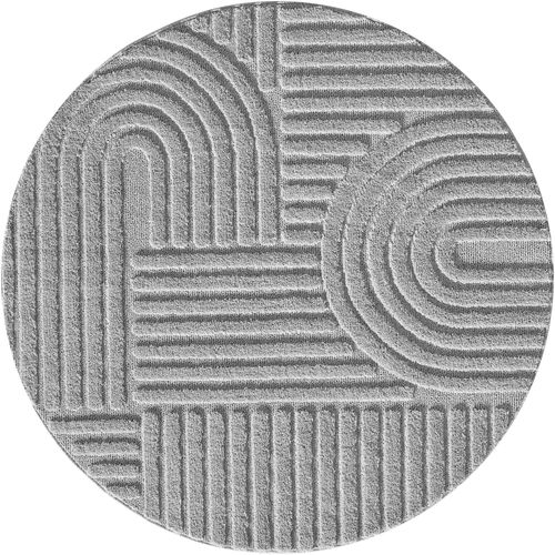 Tapis Rond à Relief Lena Gris 80x80cm