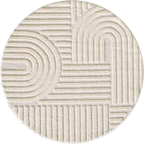Tapis Rond à Relief Lena Crème 200x200cm