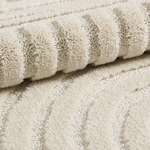 Tapis Rond à Relief Lena Crème 200x200cm