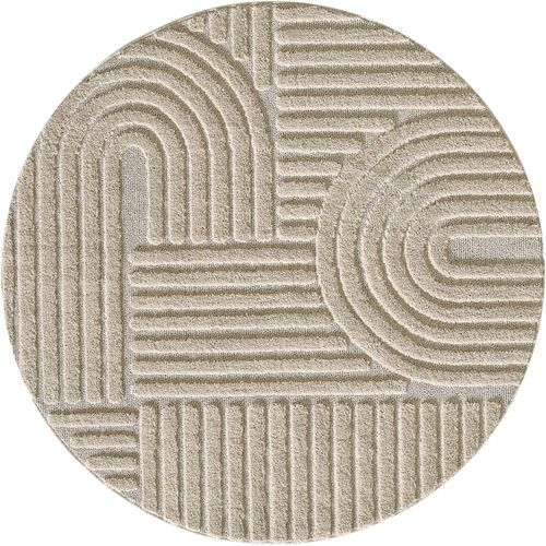 Tapis Rond à Relief Lena Beige 80x80cm