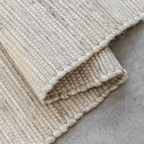 Tapis 160x230cm Naturel En Jute Harmony Blanc Ivoire