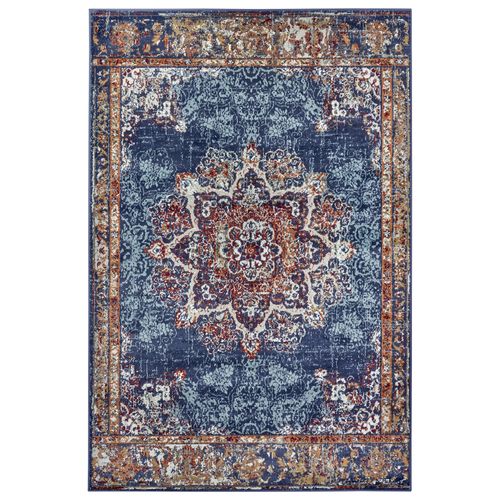 Tapis 140x200cm Style Vintage Madere Bleu
