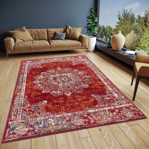Tapis 120x170cm Style Vintage Madere Rouge