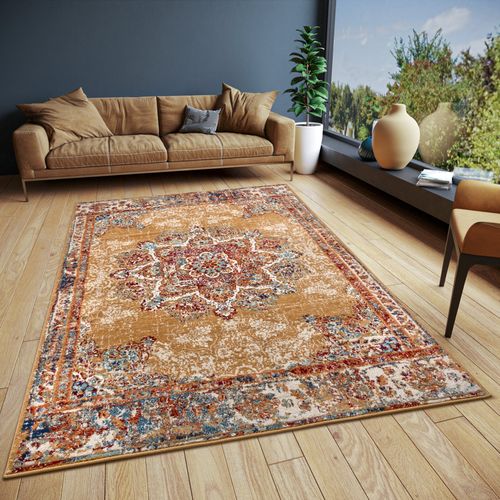 Tapis 80x240cm Style Vintage Madere Doré