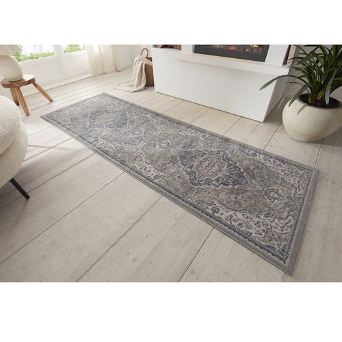 Tapis Vintage Oriental Safia Gris Et Crème 80x200cm