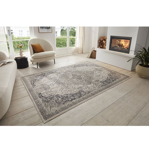 Tapis Vintage Oriental Safia Crème Et Gris 120x170cm