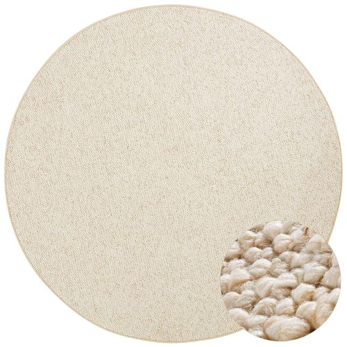 Tapis 200x200cm Rond Bouclé Tufté Wool Crème