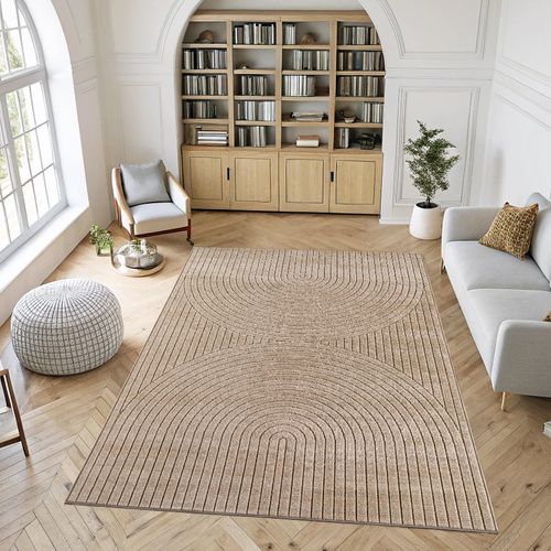 Tapis Poils Courts à Relief Paola Beige 140x200cm