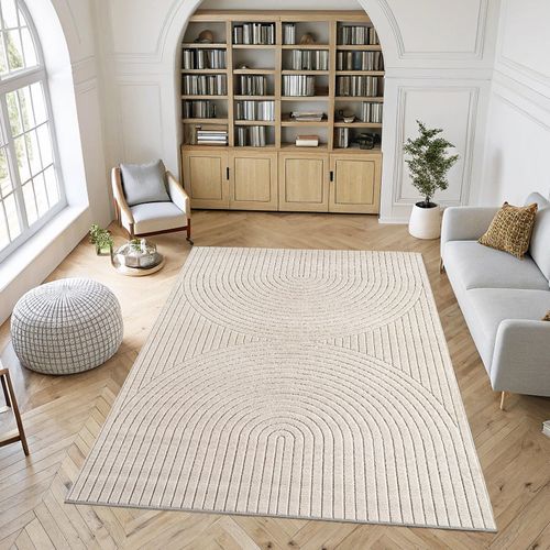 Tapis Poils Courts à Relief Paola Crème 140x200cm