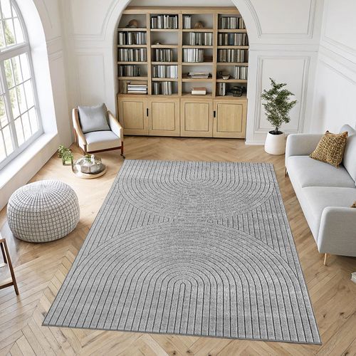 Tapis Poils Courts à Relief Paola Gris 80x150cm