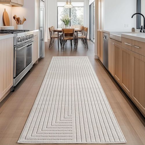 Tapis Poils Courts à Relief Nolan Crème 80x250cm