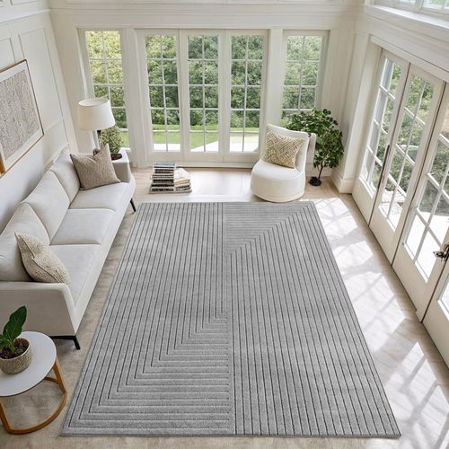 Tapis Poils Courts à Relief Nolan Gris 280x370cm