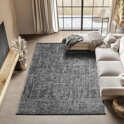 Tapis Moderne Tissage Plat à Franges - Gris 120x170cm