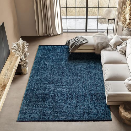 Tapis Moderne à Franges - Bleu 200x290cm