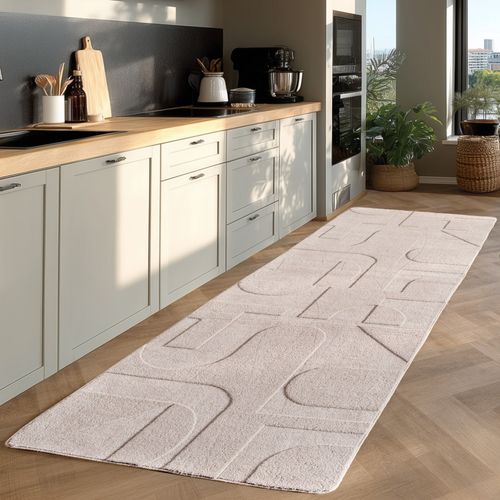 Tapis Côme Doux à Relief Crème 80x250cm