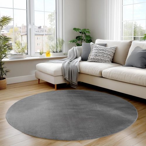Tapis Doux 160x160cm Lavable Gris