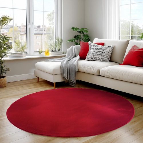 Tapis Doux 200x200cm Lavable Rouge