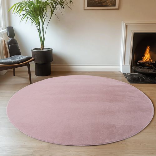 Tapis Doux 160x160cm Lavable Rose