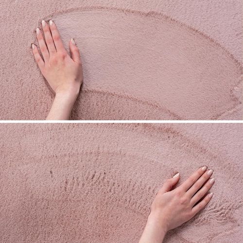 Tapis Doux 160x160cm Lavable Rose