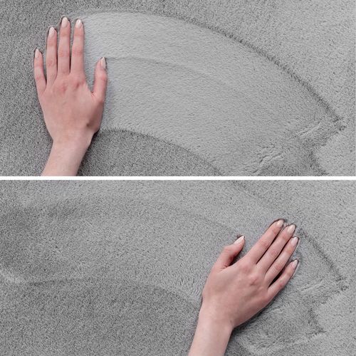 Tapis 60x100cm Poils Doux Lavable Argent