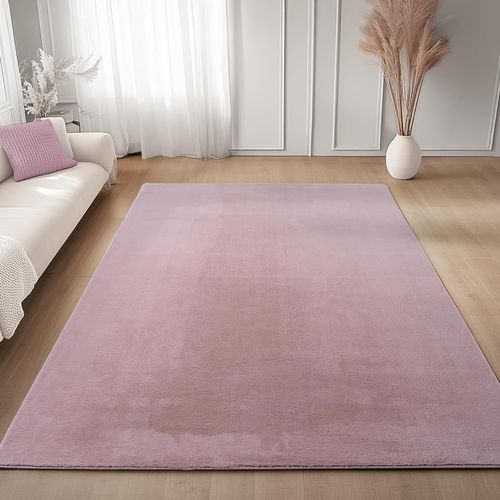 Tapis 160x220cm Poils Doux Lavable Rose