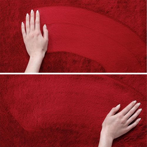 Tapis 240x340cm Poils Doux Lavable Rouge