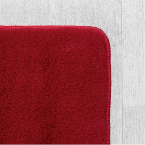 Tapis 80x250cm Poils Doux Lavable Rouge