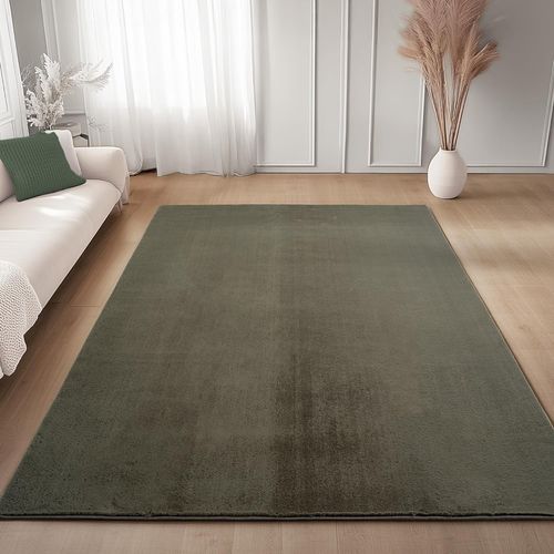 Tapis 140x200cm Poils Doux Lavable Vert