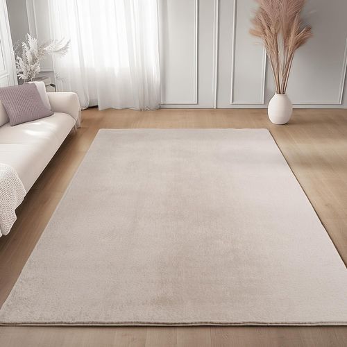 Tapis 200x280cm Poils Doux Lavable Crème