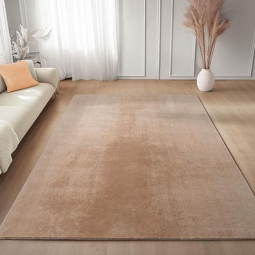 Tapis 240x340cm Poils Doux Lavable Beige