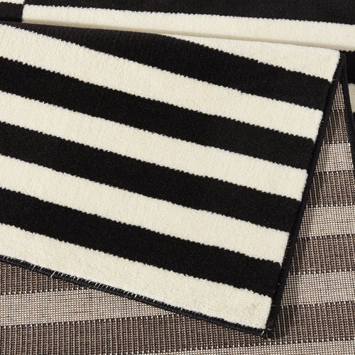 Tapis 200x290cm Tissé Plat Rayé Noir Et Blanc Malmö
