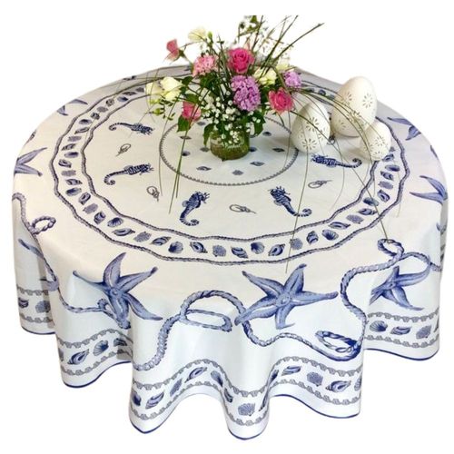 Nappes Polyester Marin Blanc Promo Linge