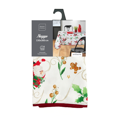 Nappes Polyester Père Noël Blanc Promo Linge