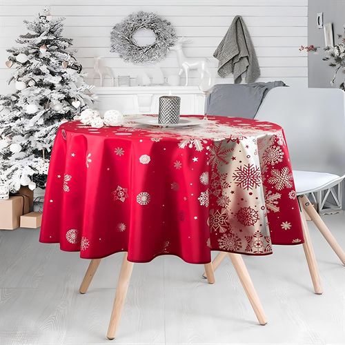 Nappes De Fêtes Polyester Neige De Noël Promo Linge