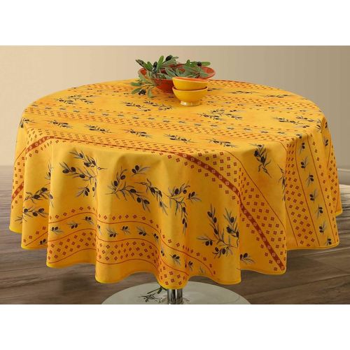 Nappe Provençale Ronde Anti-tâche Olivou 100% Polyester