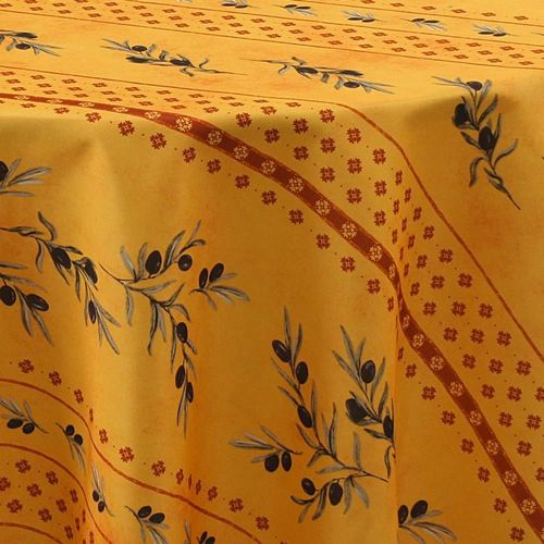 Nappe Provençale Ronde Anti-tâche Olivou 100% Polyester