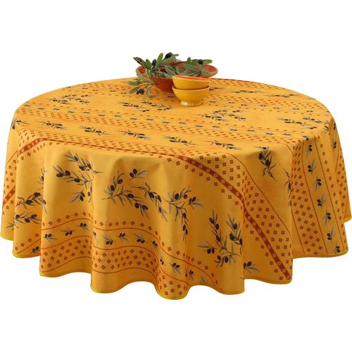 Nappe Provençale Ronde Anti-tâche Olivou 100% Polyester